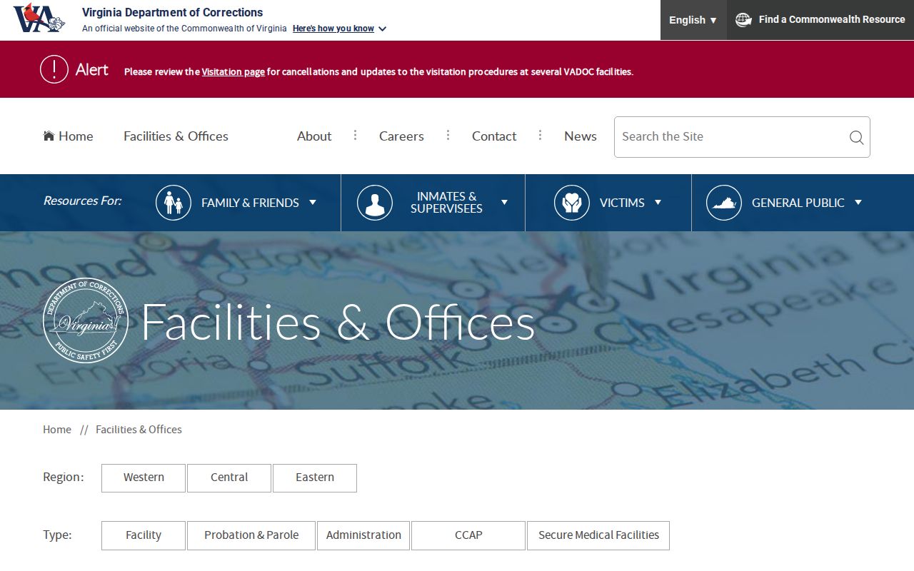 Fairfax County parole and probation VADOC District 29 office directory