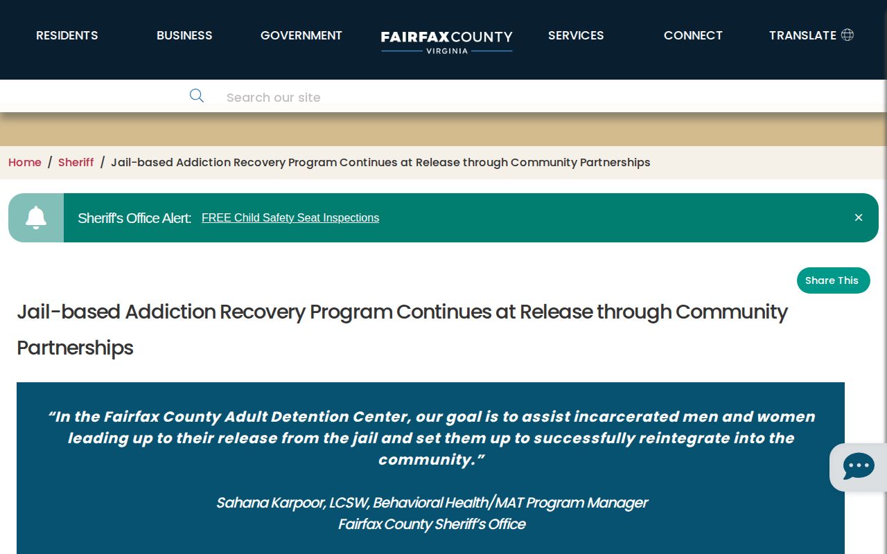 Fairfax County released inmate mugshot discovery through official Sheriff release news